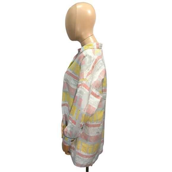 RIAS Jiapur Size S Art to Wear Button FRONT Lagenlook Shirt with Wooden Buttons - Picture 3 of 9